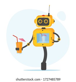 Roboter Kellner im Cartoon-Stil. isolierte Abbildung
