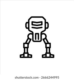 robot walker outline icon. walking robot black line illustration.