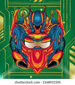 Robot Warrior Head Mascot Vector Illustration