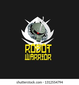 robot warrior logo for game team, organization, company sign or t-shirt design. robot has mean technology