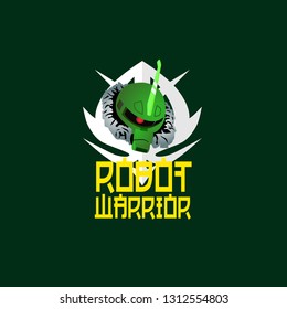 robot warrior logo for game team, organization, company sign or t-shirt design. robot has mean technology