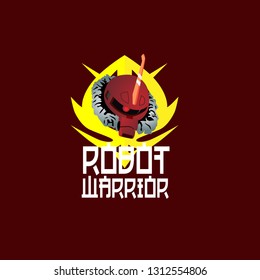robot warrior logo for game team, organization, company sign or t-shirt design. robot has mean technology