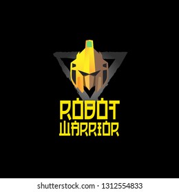 robot warrior logo for game team, organization, company sign or t-shirt design. robot has mean technology