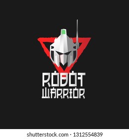 robot warrior logo for game team, organization, company sign or t-shirt design. robot has mean technology