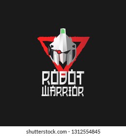 robot warrior logo for game team, organization, company sign or t-shirt design. robot has mean technology