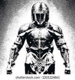 Robot Warrior. Terminator. Mechanical robot gladiator. Artificial intelligence Vector illustration