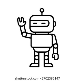 robot waving his hand vector line icon on a white background
Vector line icon