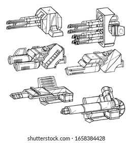 Ilustración vectorial de piezas de armas robadas