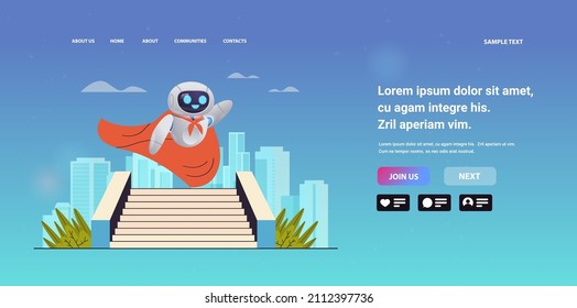robot wearing super hero cape successful business plan opportunity achievement leadership artificial intelligence technology