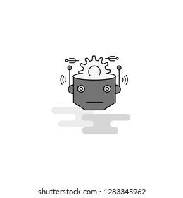Robot Web Icon. Flat Line Filled Gray Icon Vector