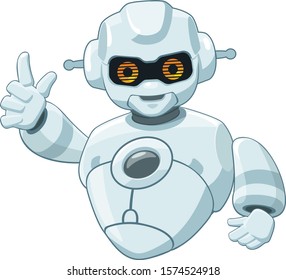 
ROBOT WELCOMES. VECTOR CHARACTER. ILLUSTRATION