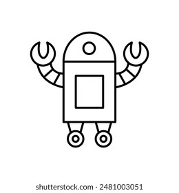 Robot with the wheel legs design vector.