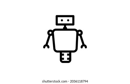 robot with wheel simple black line web icon vector illustration. Editable stroke. 48x48 Pixel Perfect.