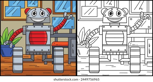 Robot con ruedas para colorear ilustración de página