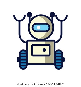 robot with wheels cyborg isolated icon vector illustration design