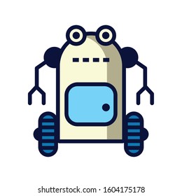 robot with wheels cyborg isolated icon vector illustration design