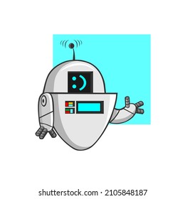 Robot - white happy cartoon drawing