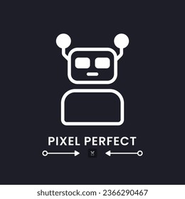 Robot white solid desktop icon. Automation technology. Artificial intelligence. Pixel perfect 128x128, outline 4px. Silhouette symbol for dark mode. Glyph pictogram. Vector isolated image