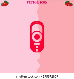 Robot window cleaner vector  icon. Strawberry Background.