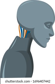 Robot with wires, illustration, vector on white background