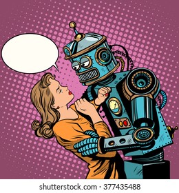 Robot Woman Love Computer Technology