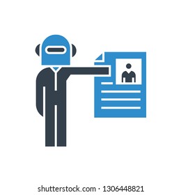 robot worker and job application icon