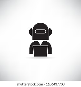 robot worker on laptop icon