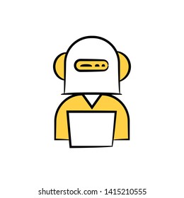 robot worker or trader yellow doodle theme
