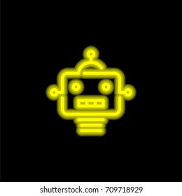 Robot yellow glowing neon ui ux icon. Glowing sign logo vector
