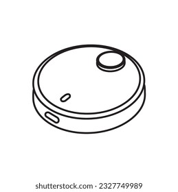 Roboterreinigungssymbol, Linearer Staubsauger. Illustration eines Roboterstaubsaugers. Haushaltsgeräte-Umriss-Symbol Vektorgrafik