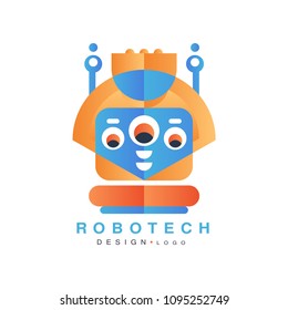 Logotipo de Robotech, elemento de diseño para la identidad de la empresa, tecnología o servicios relacionados con la computadora Vector Ilustración en fondo blanco
