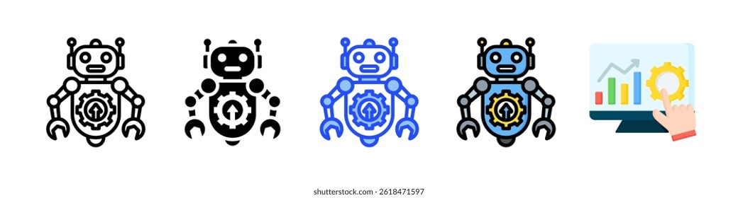 Colección robótica del icono del avance con los estilos múltiples
