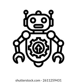 Robotic Advancement Line Vector Illustration On White Background.