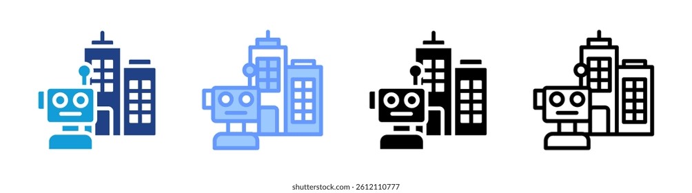 Robotic Architect icon set multiple style collection