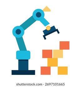 robotic arm assembling small data blocks