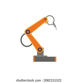 Robotic arm automated, conveyor electronics to packaging and weld. Manufacturing arm and robot factory, industrial conveyor automation
