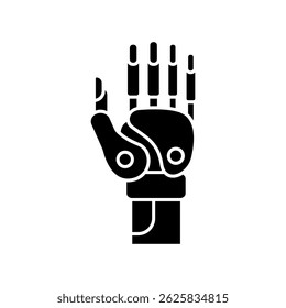 Robotic Arm black flat icon for digital and print projects.  Minimal clean icons for apps and websites. Modern simple icons for UI UX and branding
