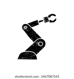 Robotic arm black hand drawn icon in grunge look