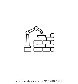 Robotic arm brick wall vector icon illustration sign
