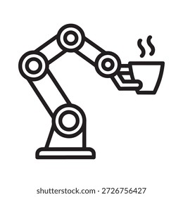 A robotic arm carefully holding a steaming cup showcasing automation and technology