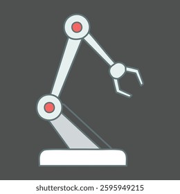 Robotic arm with claw on a base against a gray background