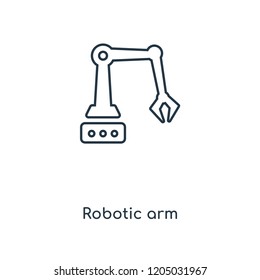 Robotic arm concept line icon. Linear Robotic arm concept outline symbol design. This simple element illustration can be used for web and mobile UI/UX.