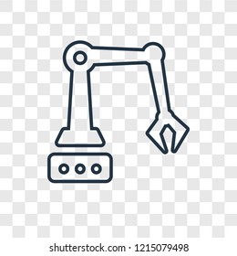 Robotic Arm Concept Vector Linear Icon Isolated On Transparent Background, Robotic Arm Concept Transparency Concept In Outline Style