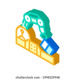 robotic arm conveyor production isometric icon vector. robotic arm conveyor production sign. isolated symbol illustration