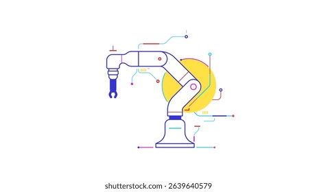 Robotic arm digital tech colorful geometric elements icon background