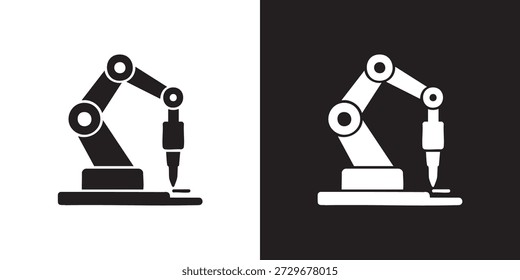 Roboter Arm Zeichnung Silhouette - Drei-Gelenk-Präzisionswerkzeug mit Stift in Schwarz und Weiß