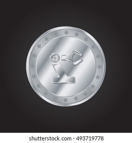 Robotic Arm embossed realistic silver / platinum coin precious Icon / Logo Design