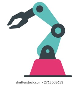 Roboterarm Fabrik Technologie flache Farbe Vektor Illustration Template Design