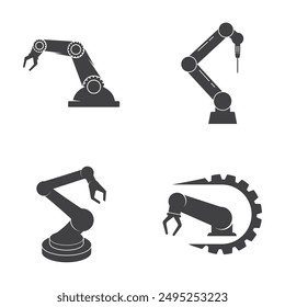 Robotic arm factory. Robotic arm factory vector isolated for industrial illustration. Best Robotic arm factory vector in flat style.