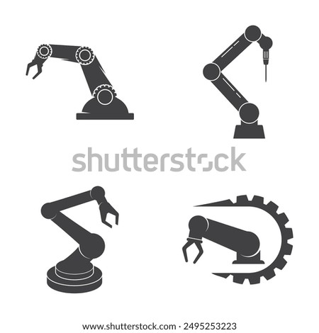 Robotic arm factory. Robotic arm factory vector isolated for industrial illustration. Best Robotic arm factory vector in flat style.